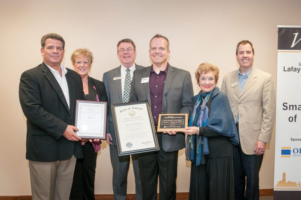 Small Business of the Month Award uplync communications in lafayette indiana received the small business of the month award
